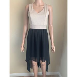 Mystic High Low Open Back Dress Tan Black Size Medium Y2K Party Dress